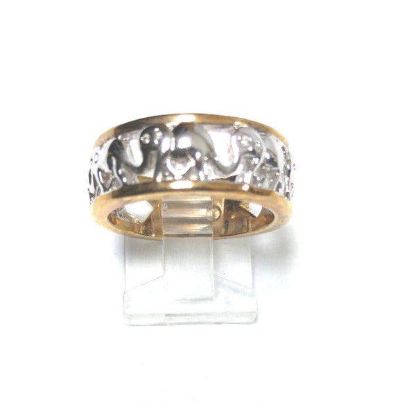 Gold Silver Elephant Ring Circle of Life Band - Picture 2 of 7